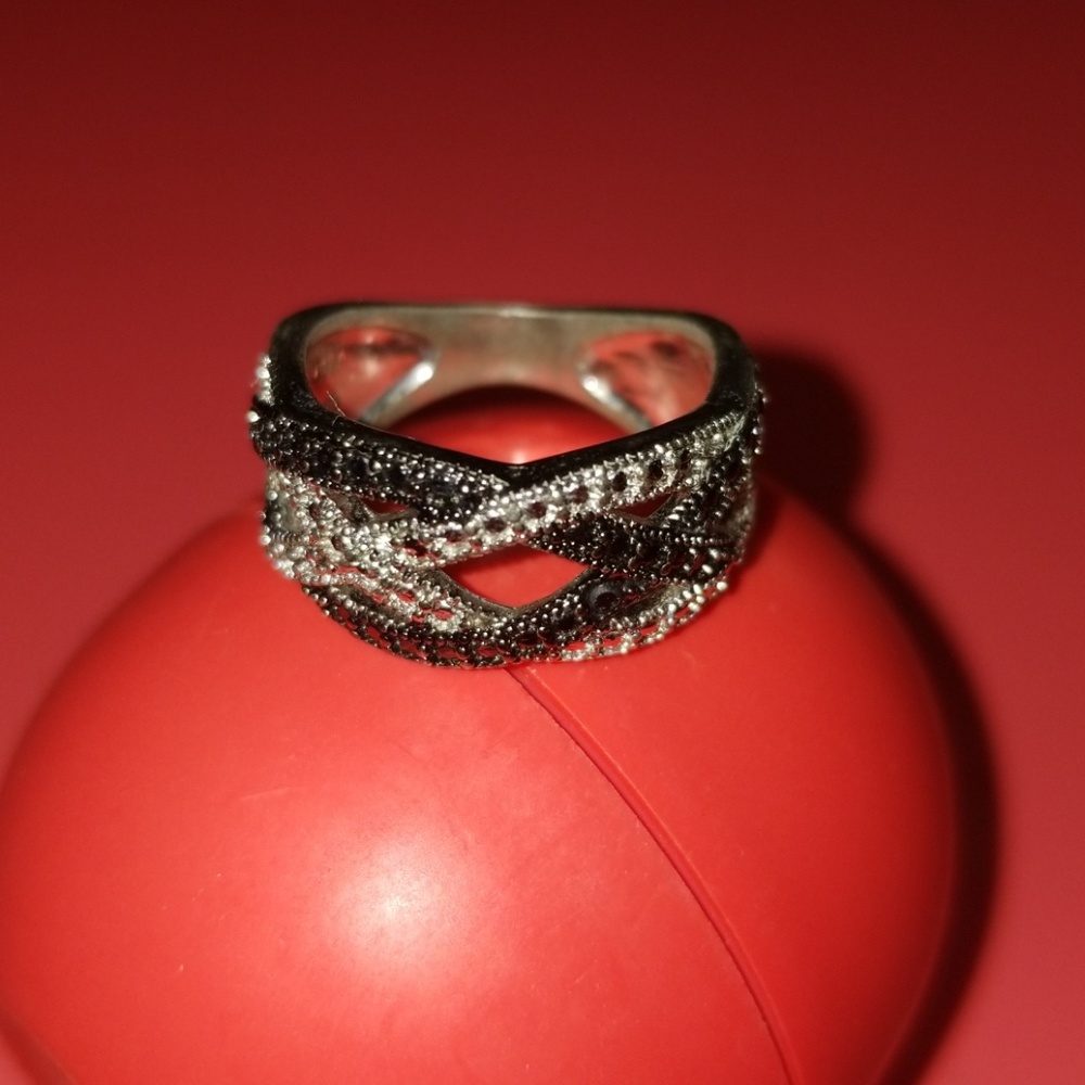 Black and white diamond ring